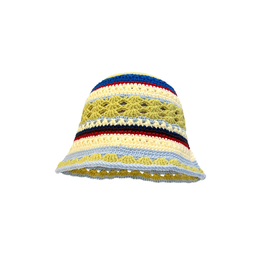Wholesale Autumn and Winter Small Fresh Autumn and Winter Hollow Flowers Knitted Fisherman Hat